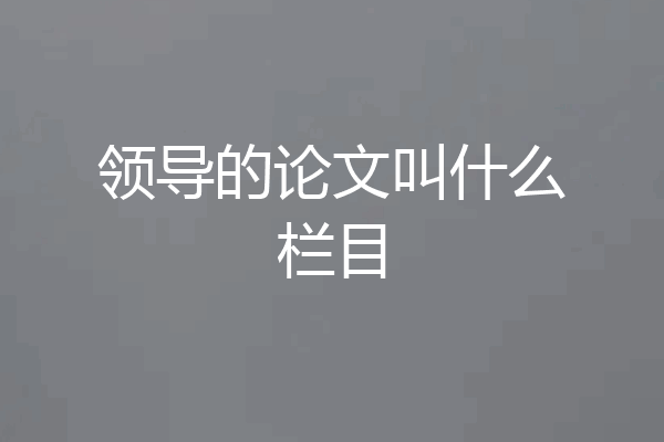 领导的论文叫什么栏目