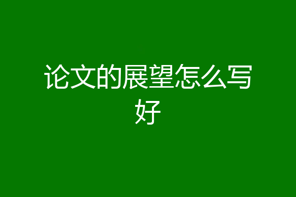 论文的展望怎么写好