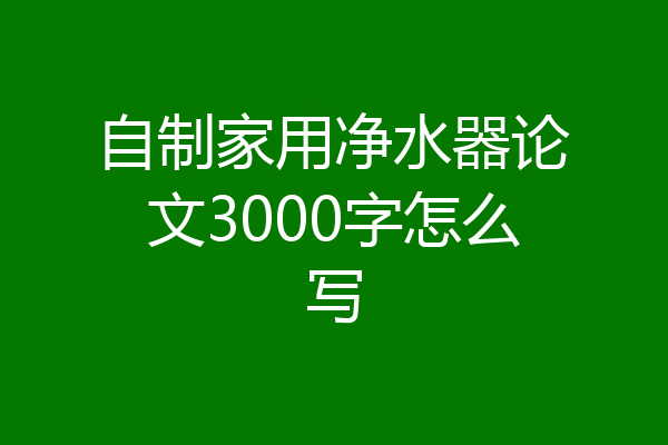 自制家用净水器论文3000字怎么写