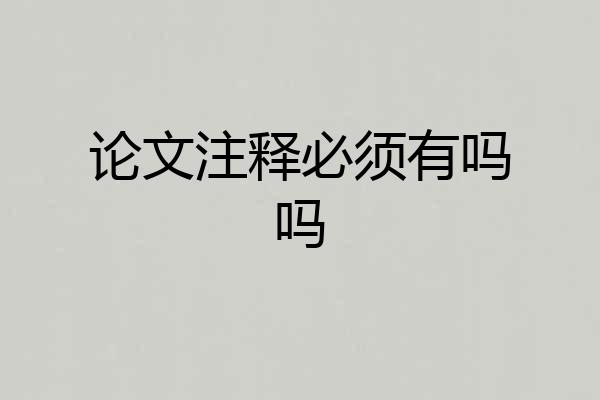 论文注释必须有吗吗