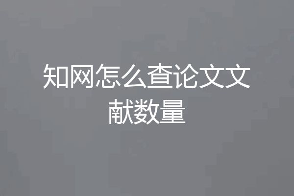知网怎么查论文文献数量