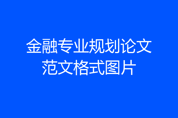 金融专业规划论文范文格式图片