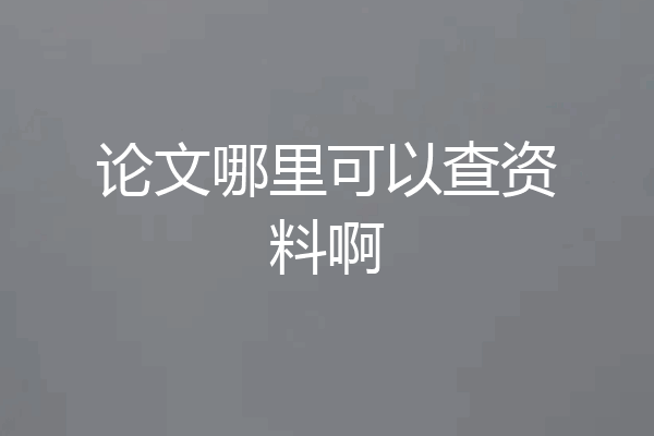 论文哪里可以查资料啊
