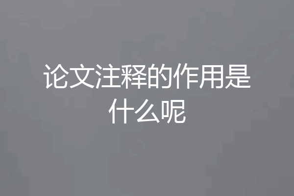 论文注释的作用是什么呢