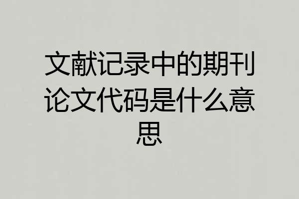 文献记录中的期刊论文代码是什么意思
