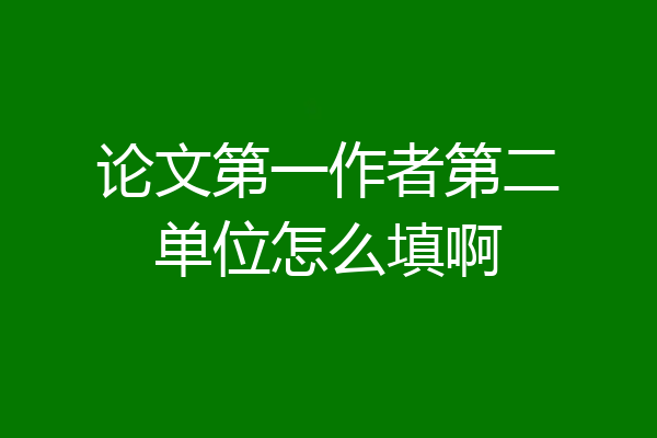 论文第一作者第二单位怎么填啊