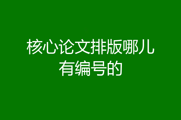 核心论文排版哪儿有编号的