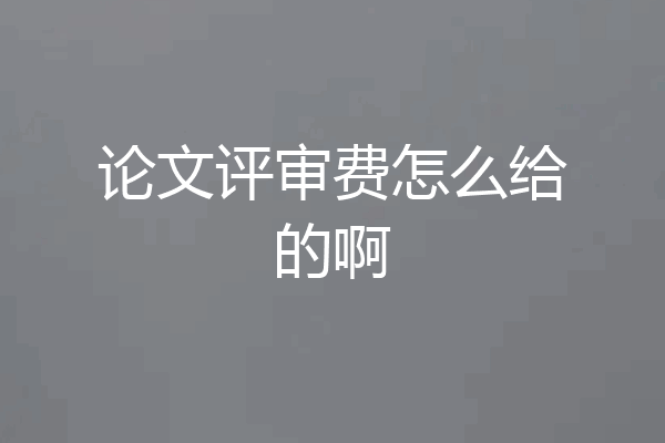 论文评审费怎么给的啊