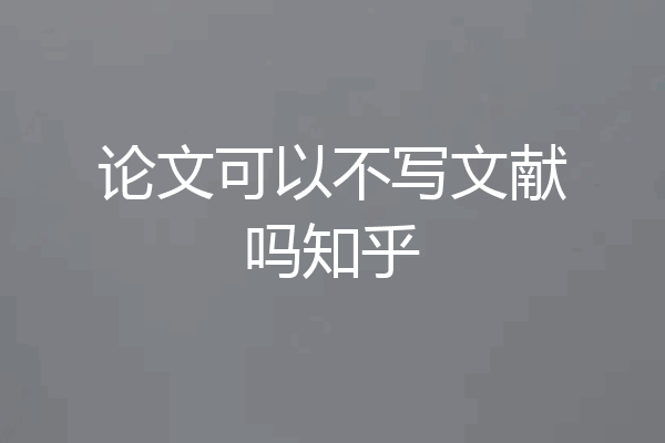 论文可以不写文献吗知乎