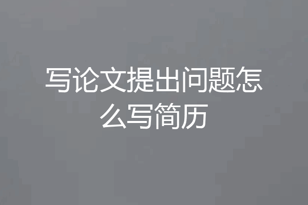 写论文提出问题怎么写简历