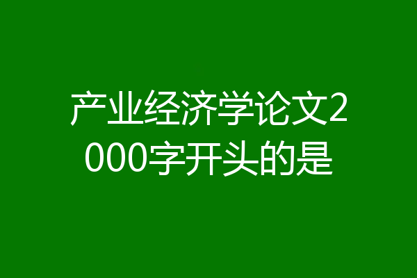 产业经济学论文2000字开头的是