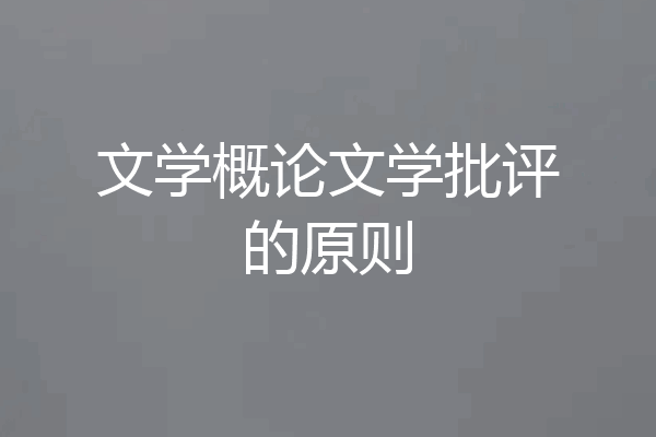 文学概论文学批评的原则