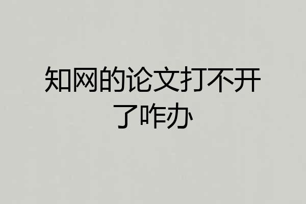 知网的论文打不开了咋办