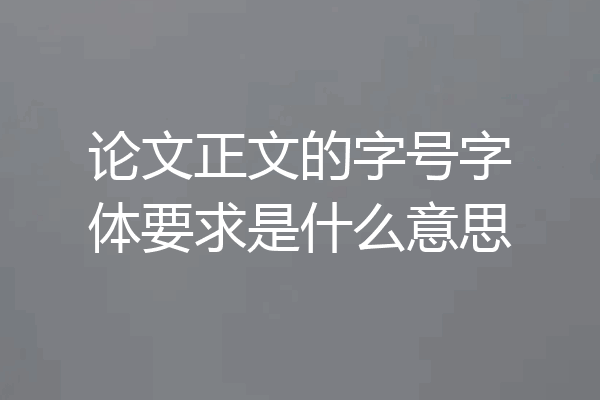 论文正文的字号字体要求是什么意思