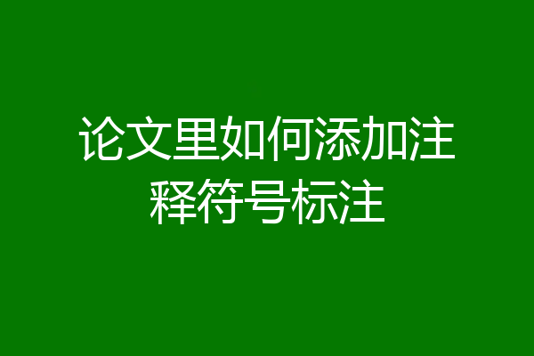 论文里如何添加注释符号标注