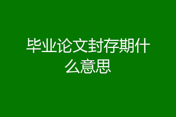 毕业论文封存期什么意思