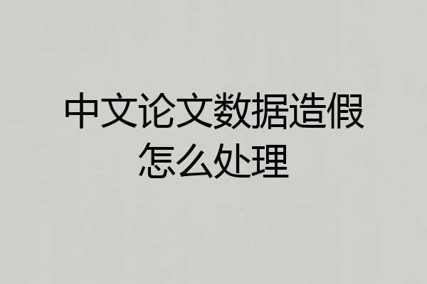 中文论文数据造假怎么处理