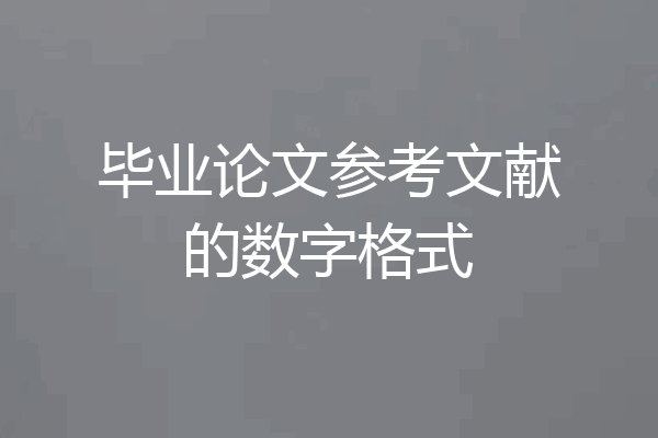 毕业论文参考文献的数字格式