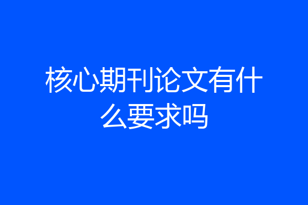 核心期刊论文有什么要求吗