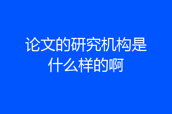 论文的研究机构是什么样的啊