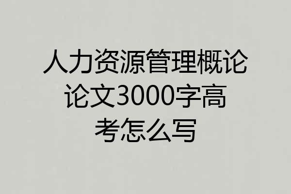 人力资源管理概论论文3000字高考怎么写