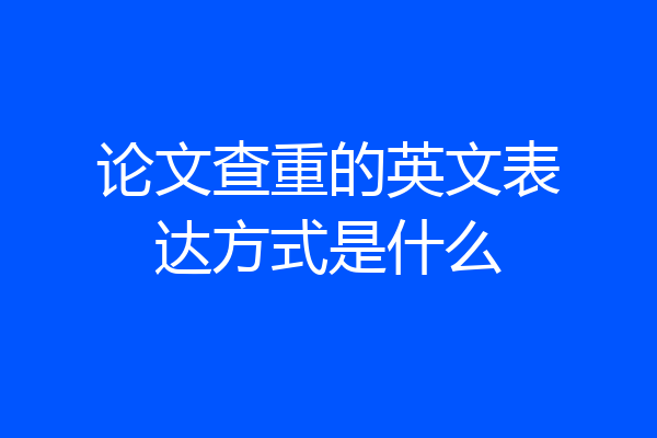 论文查重的英文表达方式是什么