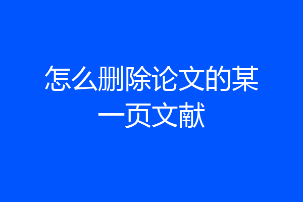 怎么删除论文的某一页文献