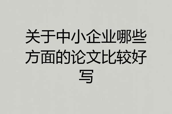 关于中小企业哪些方面的论文比较好写