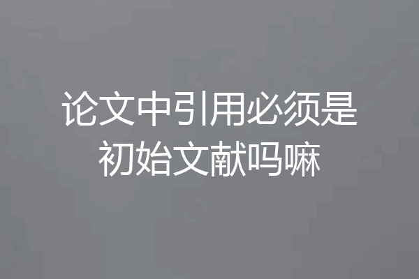 论文中引用必须是初始文献吗嘛