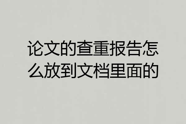 论文的查重报告怎么放到文档里面的