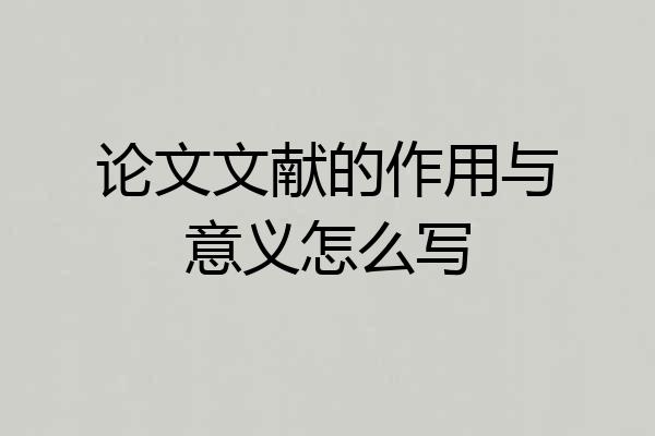 论文文献的作用与意义怎么写
