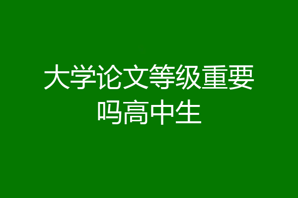 大学论文等级重要吗高中生