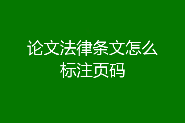 论文法律条文怎么标注页码