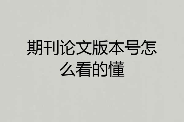 期刊论文版本号怎么看的懂