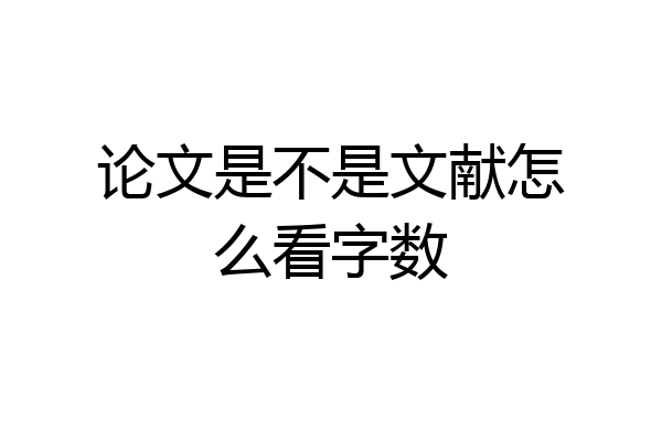论文是不是文献怎么看字数
