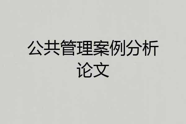公共管理案例分析论文