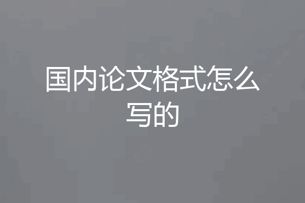 国内论文格式怎么写的