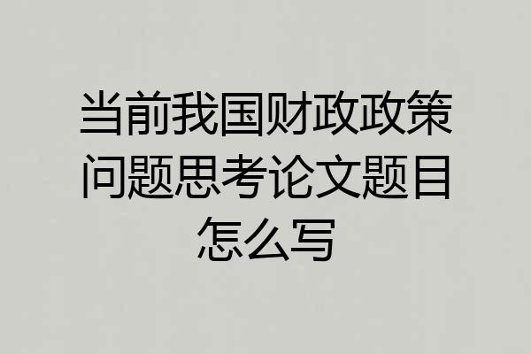 当前我国财政政策问题思考论文题目怎么写