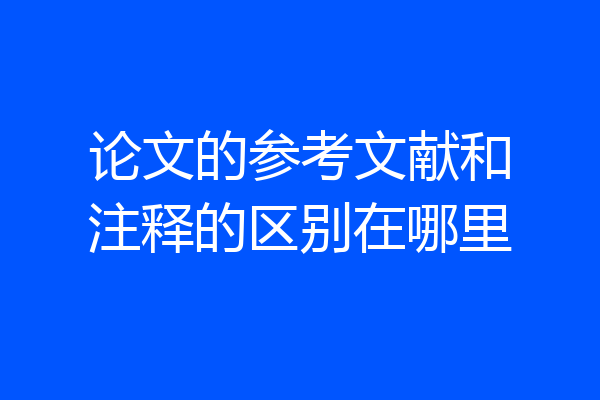 论文的参考文献和注释的区别在哪里