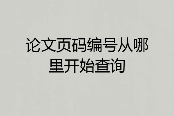 论文页码编号从哪里开始查询