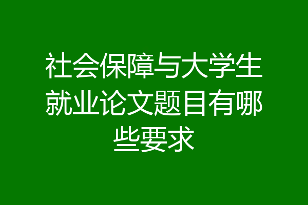 社会保障与大学生就业论文题目有哪些要求