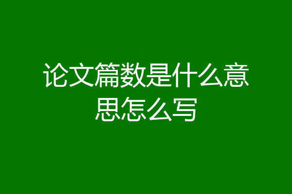 论文篇数是什么意思怎么写