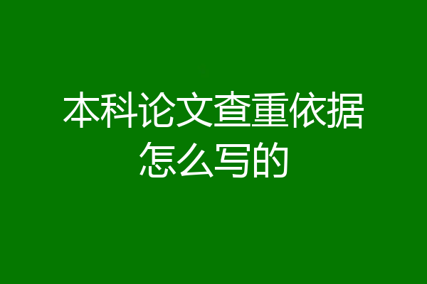 本科论文查重依据怎么写的