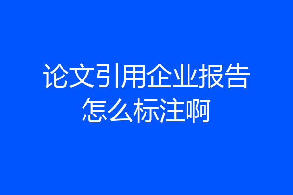 论文引用企业报告怎么标注啊
