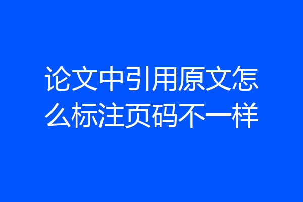 论文中引用原文怎么标注页码不一样