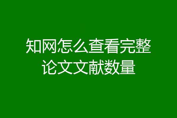 知网怎么查看完整论文文献数量