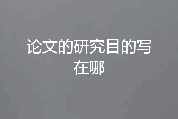 论文的研究目的写在哪
