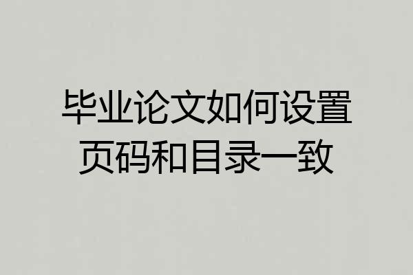 毕业论文如何设置页码和目录一致