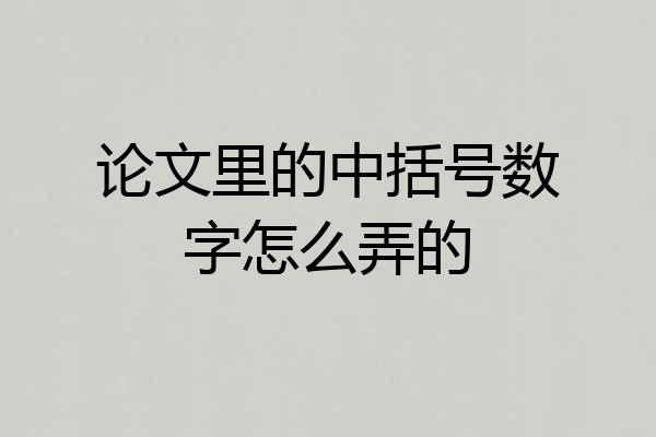论文里的中括号数字怎么弄的