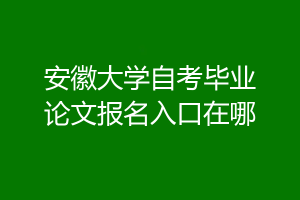 安徽大学自考毕业论文报名入口在哪